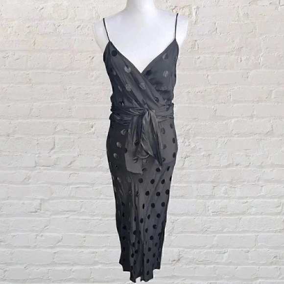 NWT Zara Black Polka Dot Midi Jacquard Dress Size XS - Picture 10 of 12